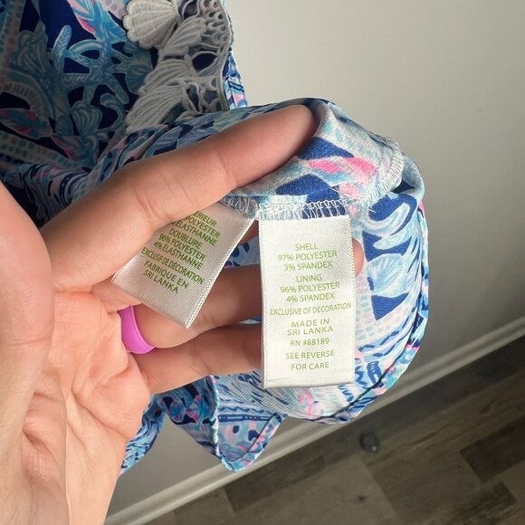Lilly Pulitzer Blanca Stretch Romper in Zanzibar Blue Vacation Resortwear Sz 4 - Picture 7 of 7